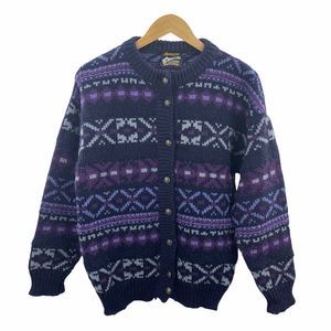 Homespun Purple Wool Cardigan Sweater Size L